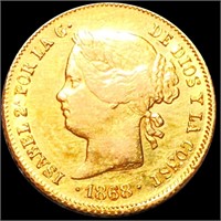 1868/58 Philippine Gold 4 Pesos ABOUT UNCIRCULATED