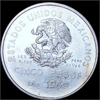 1950 Mexican Silver 5 Pesos UNCIRCULATED