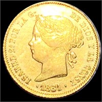 1861 Philippine Gold 4 Pesos ABOUT UNCIRCULATED