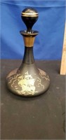 Green Decanter with Gold Ships