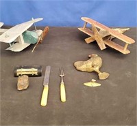 Box Lot of 2 Airplanes and other vintage items