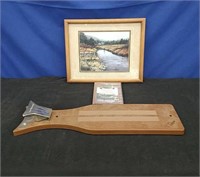 Framed Fly Fishing Picture, Filet Board