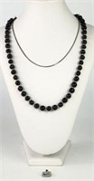 Sterling Chain & Pin and Black Coral Necklace