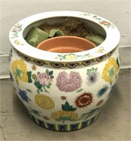 Glazed Ceramic Floral Planter