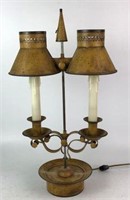 Metal Double Candlestick Lamp with Shades