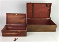 Lane Cedar Jewelry Box with Key & Wooden Box
