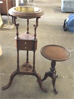 Antique Wig Stand & Round Accent Table
