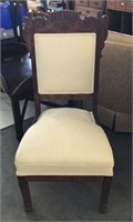Carved Back Chair with Upholstered Seat & Back