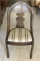 Carved Back Chair with Upholstered Seat