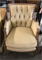 Castilian Upholstered Armchair with Wood Trim
