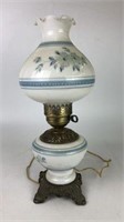 Hand Painted Parlor Lamp with Metal Base