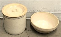 #3 Crock with Lid & Stoneware Bowl