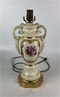 Porcelain Lamp with Rose Design