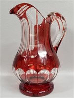 Vintage Art Deco Ruby Red Glass Pitcher