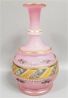 Vintage Hand Painted Pink Glass Bottle