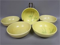 Five Russel Wright Yellow Iroquois Bowls