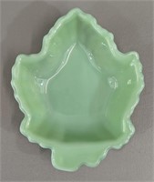 Vintage F.K. Jadeite Leaf Candy Dish