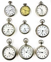 Lot of 9 American Pocketwatches.