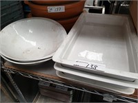3 Porcelain Rectangular Baking Trays & 2 Bowls