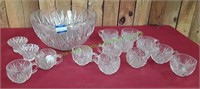 Punch Bowl With 12 Cups & 2 Candle Stick Holder