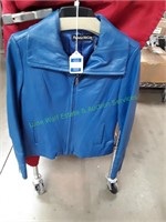 Blue Pamela McCoy Leather Jacket Size XS