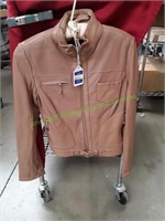 Brown White House Leather Jacket Size XS