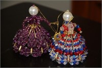 Lot of 2 decorative handmade ornaments