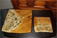 Lot of two signed ceramic trays