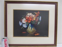 140, Vintage signed watercolor flowers