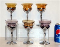 6 Vintage Farber Bros Krome Kraft Glasses Set