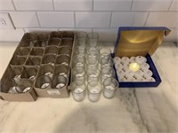 Lot of LED Tea Light Candles in Clear Glass