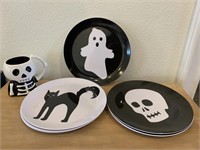 Pier 1 Halloween Themed Plates and Coffee Mug