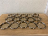 Lot of (15) Silver Tone & Glass Coasters with Star