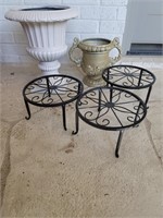 Patio Lot with (2) Planters & (3) Plant Stands