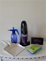 Home Lot with Hand Vac, Clock, Metal Dustpans +