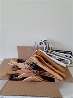 Box of Wooden Hangers & Plastic Hangers