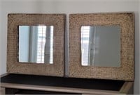 Pair of Matching Rustic Woven Mirrors