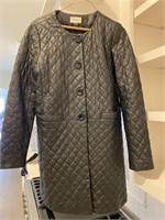 Norman Marcus Black Quilted Long Leather Coat