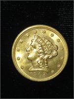1905 Gold Coronet Head Quarter Eagle 2.50. GEM BU