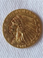 1911 Gold Indian Head Quarter Eagle 2.50