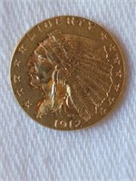 1912 Gold Indian Head Quarter Eagle 2.50