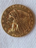 1925-D Gold Indian Head Quarter Eagle 2.50