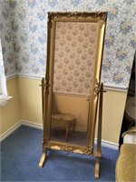 Stunning Antique Gilded Cheval Mirror Gilt Gold
