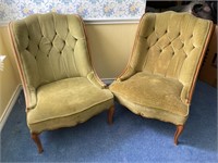Midcentury Regency Slipper Chairs, As Is