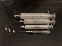 Lot of 4 Vintage Glass Medical Syringes