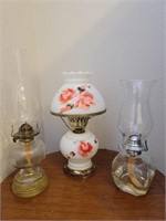 1 GWTW Style Hurricane Lamp and 2 Gas Hurricanes