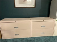 Pair of Horizontal Two Drawer Filing Cabinets