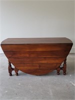 Antiqued Repro Wooden Oval Planked Gateleg Table