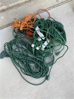 Lot of Outdoor Extension Cords w MultiOutlet Stake