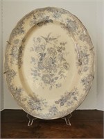 Antique Scalloped Edge Asiatic Pheasants Platter